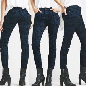 Free People Flocked Damask Skinny Jeans 27